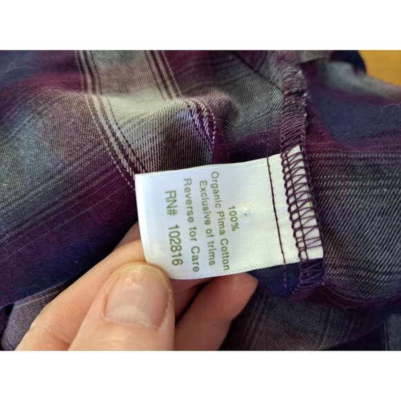 Garnet Hill Womens Plaid Button-Down Shirt Dress Size 4 Organic Pima Cotton - Picture 9 of 10